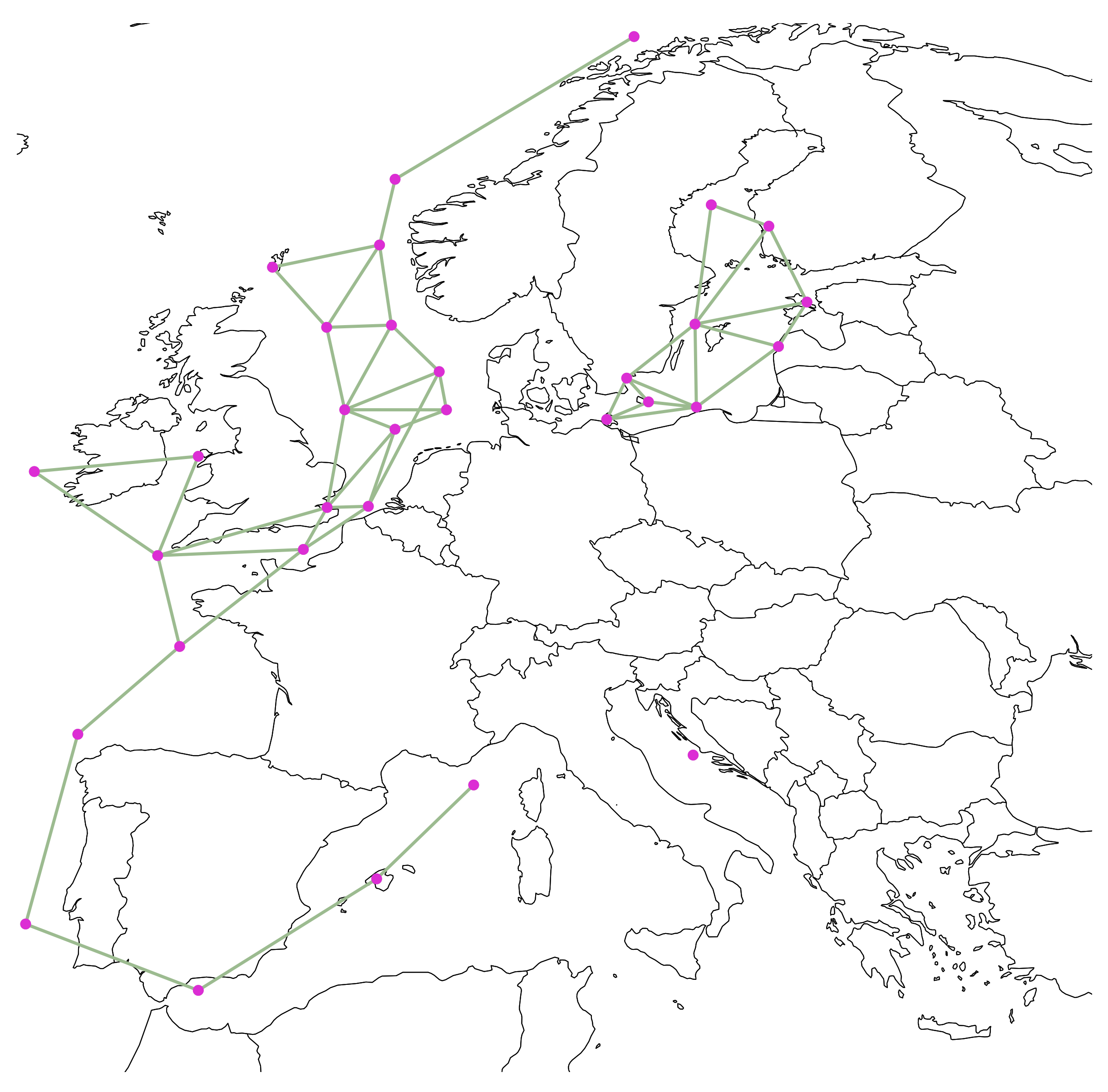 Open-TYNDP offshore topology